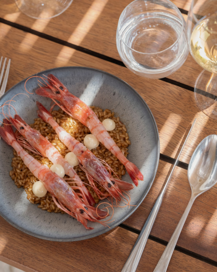 Plato de arroz con gambas del Restaurante Torralbenc